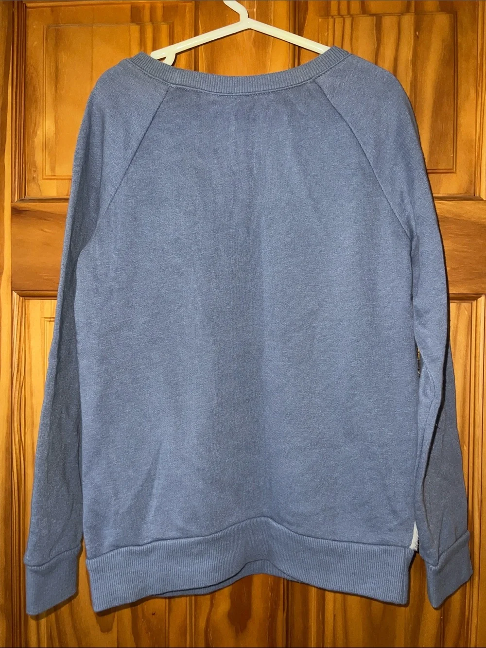 Justice White Plush Bunny Crewneck with Blue Sleeves